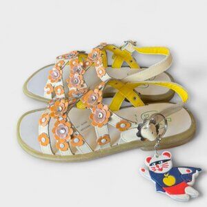 Pom D'api Brand New Floral Children's Sandal US 2 EU 33 Coral & Lavender 90's